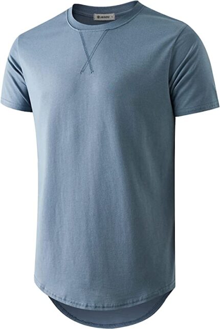KLIEGOU Mens 100% Cotton Hipster Hip Hop Longline Crewneck T-Shirt S-4XL