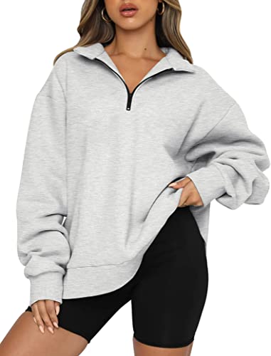 Womens Oversized Half Zip Pullover Sweatshirt