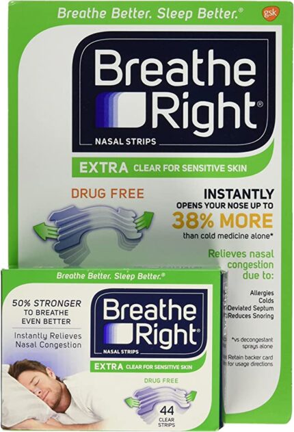Breathe Right Nasal Strips,  Extra Strength Clear, Help Stop Snoring, (44 ct.)
